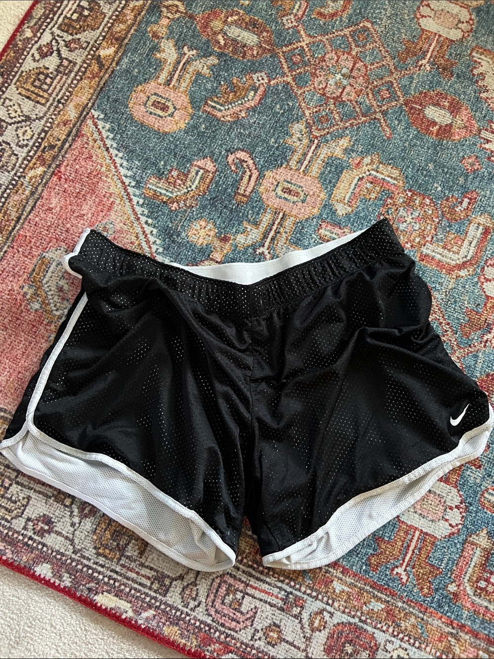 Nike Black Mesh Athletic Shorts with White Trim